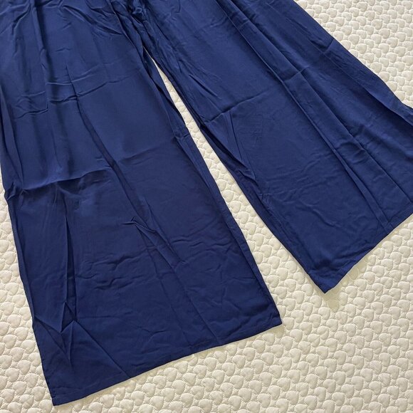 NWOT Tory Burch Smocked Shoulder-Tie Jumpsuit Size XS Navy Blue - Picture 8 of 13
